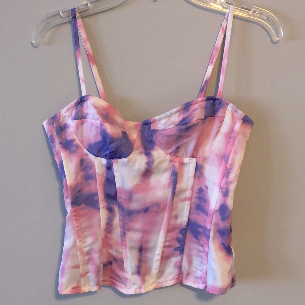 PrettyLittleThing  Top Corset SZ 0 Tie Dye Purple Pink
